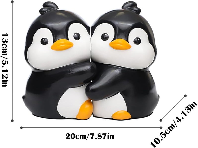 JARPSIRY Cute Hug Penguins Decorative Bookends, Unique Animal Book Ends to Hold Books Creative Resin Book Holder Stopper for Home Office Desk Bookshelf Decoration - Image 2